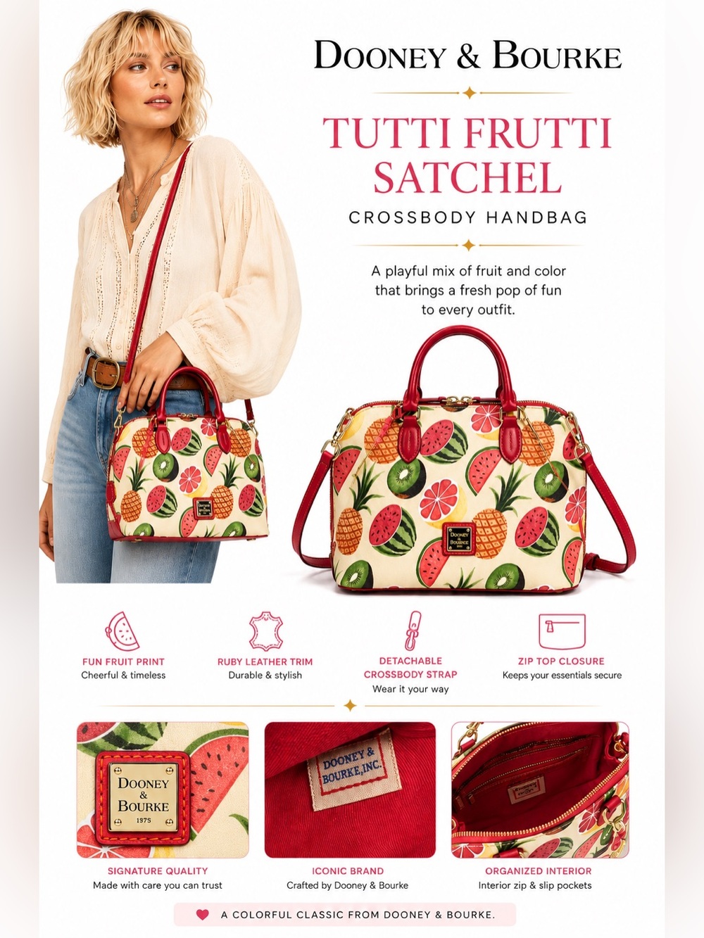 Dooney & Bourke Tutti Frutti in Ruby Fruit Satchel / Crossbody Handbag crossbody